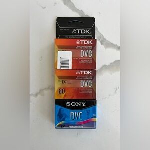 Lot Of 3 TDK / SONY DVC60 MiniDV Digital Video Cassettes NEW